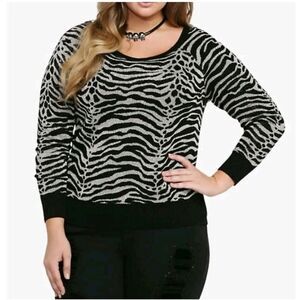 Torrid Lurex Zebra Print Metallic Sweater Women Plus Size 4X 4